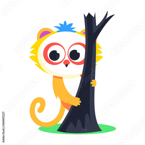 A flat style icon depicting curious cuscus