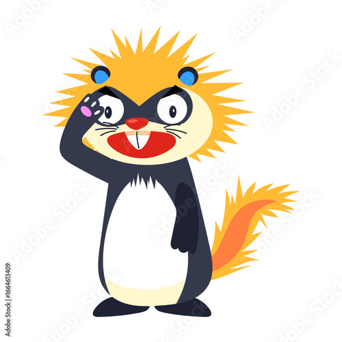 A flat style icon showing funky ferret