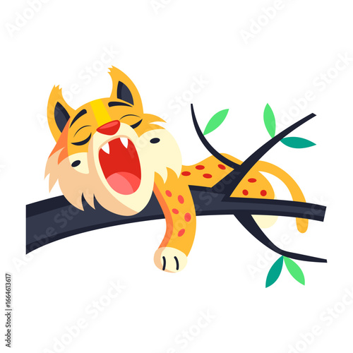 A flat style icon representing lazy lynx