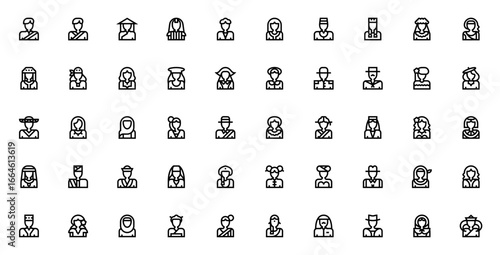 Cultural Avatars icon set. Diverse vector people collection. Includes Malaysian, Herero, Israeli, Canadian, Mexican, UAE and more. Editable flat illustrations.