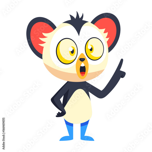 A flat style icon depicting snappy lemur