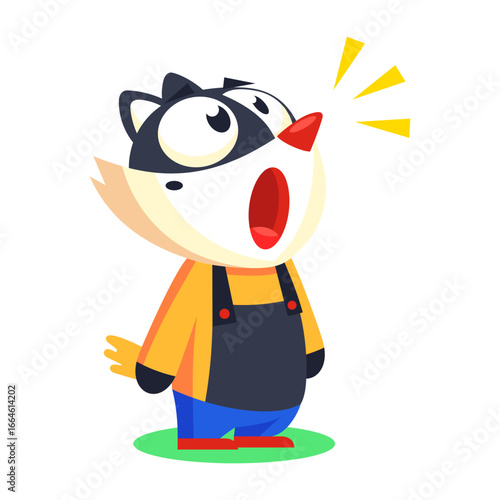 A flat style icon showing amazed weasel