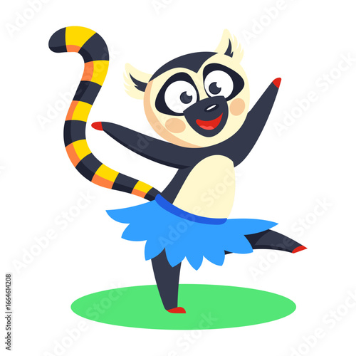 A flat style icon representing zany lemur