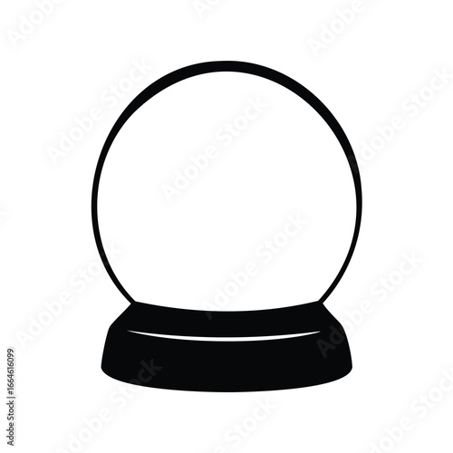 Black and white silhouette of a classic snow globe empty and ready