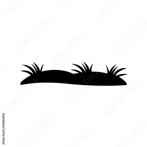 Silhouette of a grassy patch on white background in simple style