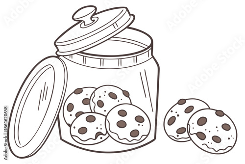 Illustration of a cookie jar with cookies spilling out