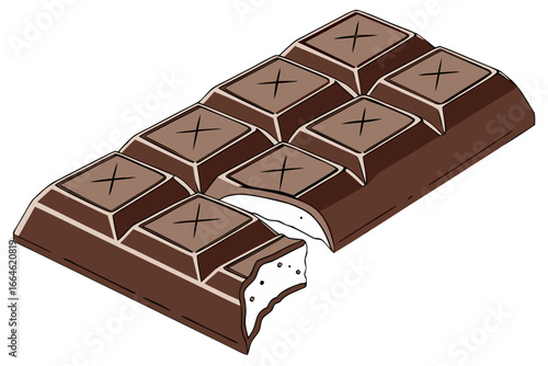 Vector art of chocolate bar with cream, a sweet dessert with milk chocolate, delicious snack for a treat