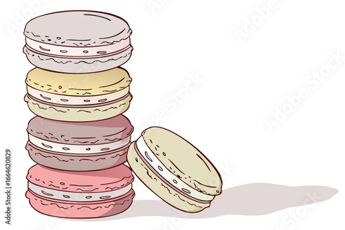 Vector art of colorful stack of macaroons, a delightful assortment of sweet and flavorful treats perfect for any occasion