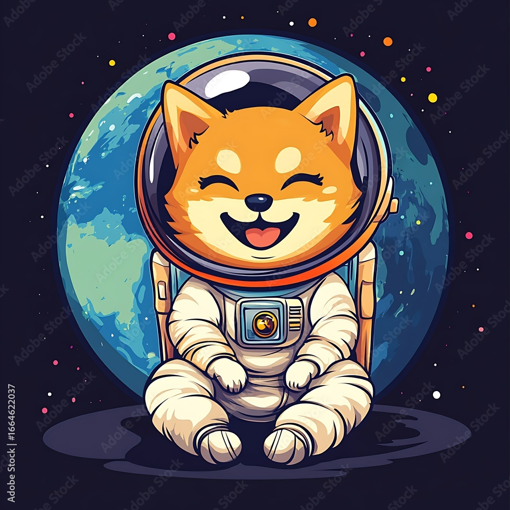 Fototapeta Cute dog astronaut in space (21)