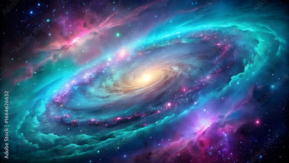 Obraz premium Colorful Nebula Swirl with Pink and Teal Hues galaxy