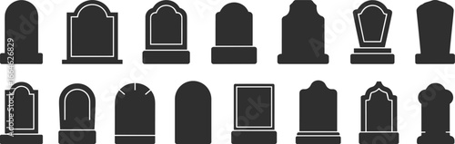 Gravestone, silhouette, tombstone, cemetery, memorial, headstone, funeral, death, burial, RIP, gothic, monument, grave, stone, cross, mourning, religion, vintage, vector, design
