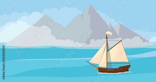 Sailing yacht under sail. Cruises