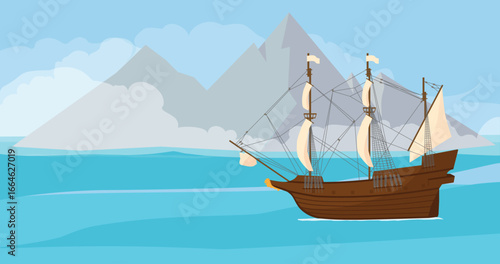 Sailing yacht under sail. Cruises