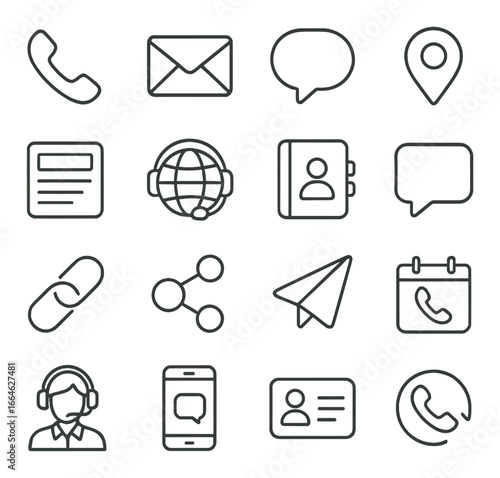 Communication icons set on blurred background