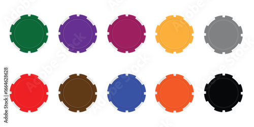 Set, collection of colorful poker chips for gambling isolated on white background