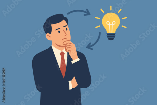 Rethink or think again to make change for a better result. Thinking new way to solve problem or make decision. Innovation idea for disruption and creativity concept.