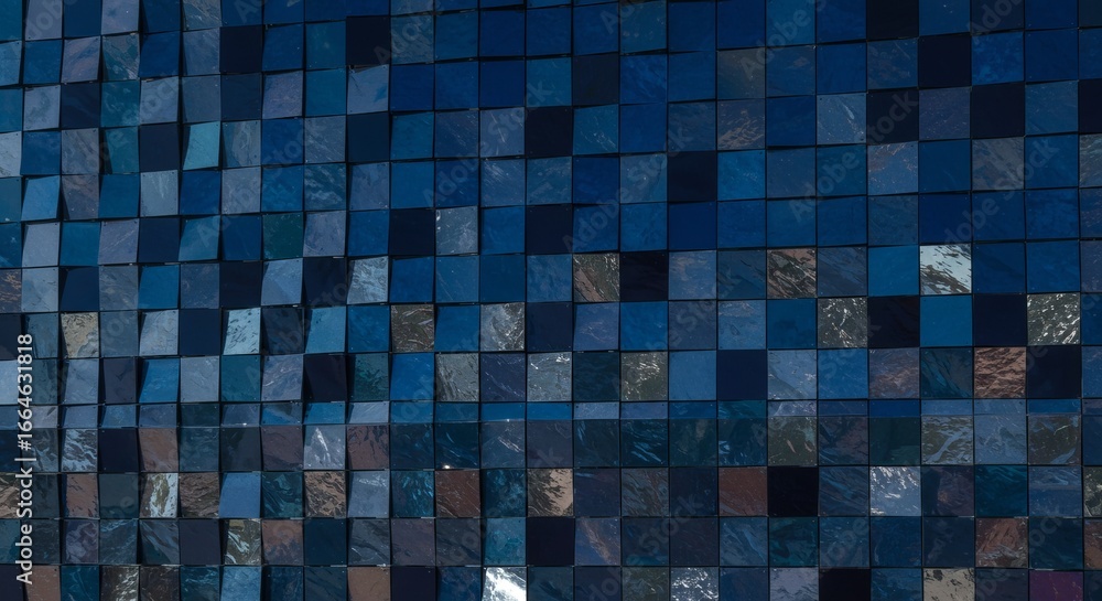 Fototapeta premium Wind Driven Shimmer Wall, Square metal reflectors shining