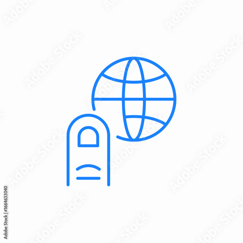 finger touching globe icon sign vector