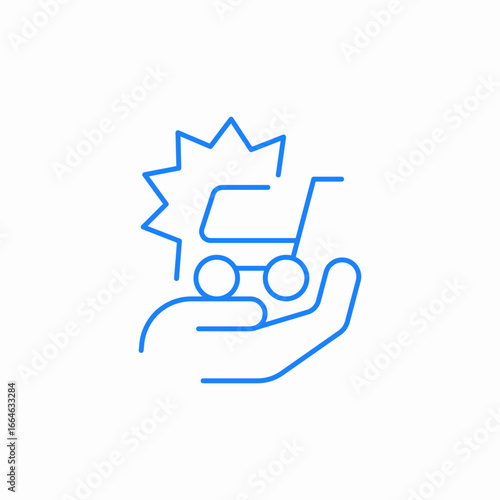 hand holding cart icon sign vector