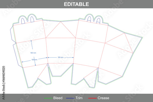 Custom Happy Meal box dieline, printable food packaging template, folding carton design, professional box dieline for fast food, party, and takeaway packaging