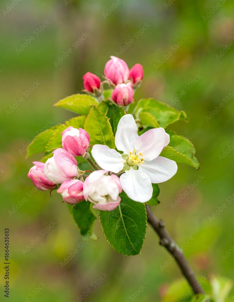 Obraz premium Blossoming apple tree branch