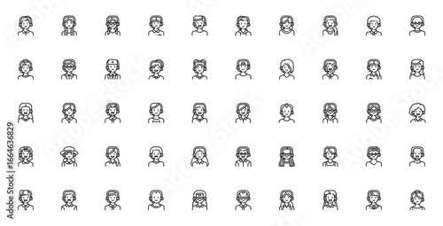 Call center avatars icon set. Vector avatar collection. Features agent, representative, support, customer service, operator, assistant, consultant and more. Editable vector illustration.
