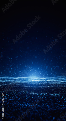 Dark blue and glow particle abstract background.
