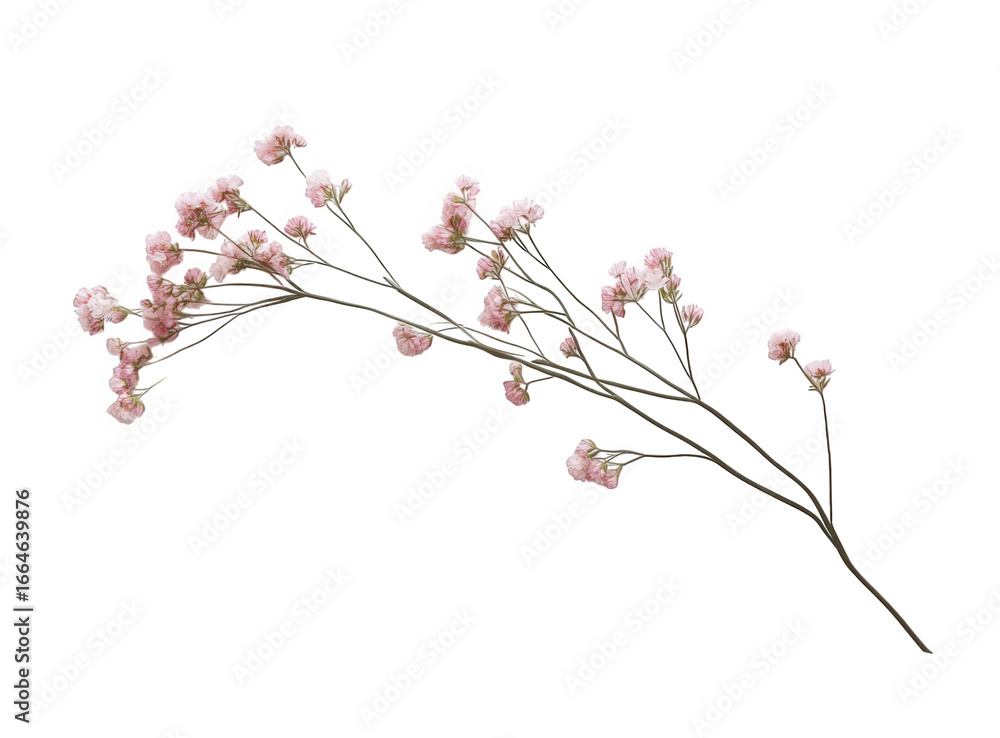 Obraz premium Delicate pink gypsophila flower branch isolated on transparent background