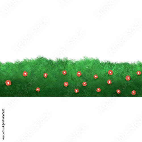 Green grass illustration, green bush with flower
