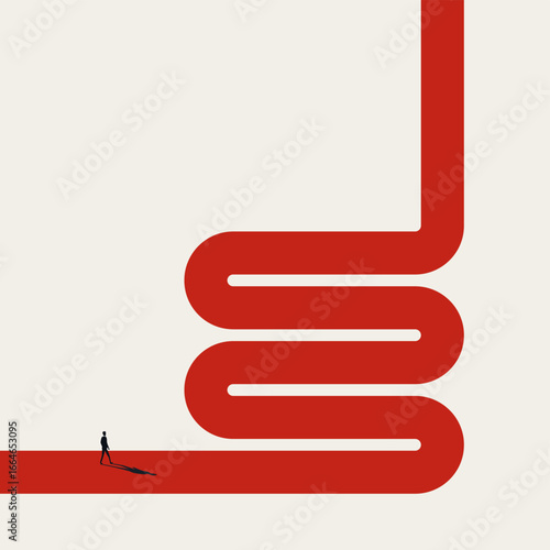 Business career winding path or road, vector concept. Symbol of journey, ambition, opportunity. Minimal design eps10 illustration.