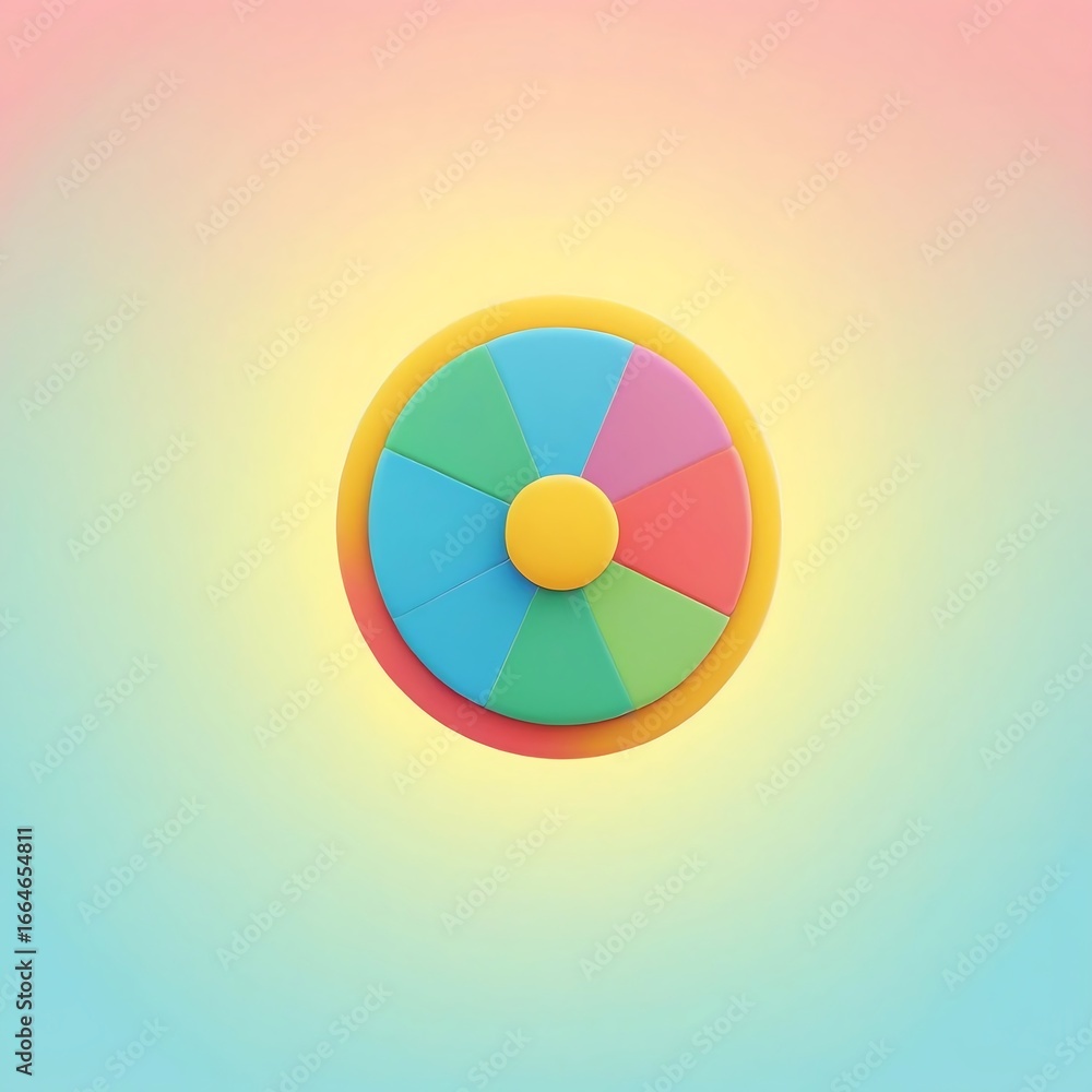 Obraz premium Colorful wheel of fortune with different colors isolated on a colorful background