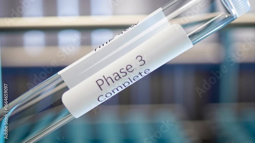 FDA approval concept ,Phase 3 Complete FDA Ready test tube highlights successful clinical trial milestones pharmaceutical medical