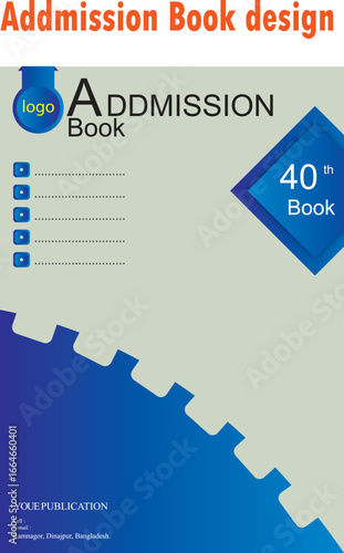Modern admission book cover design with blue geometric elements