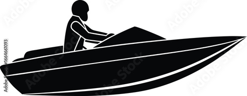 driving speed boat silhouette vector icon white background