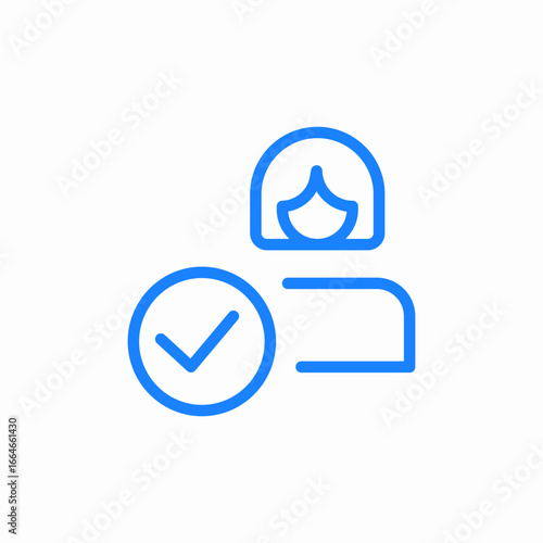 woman approved checked blue icon sign vector