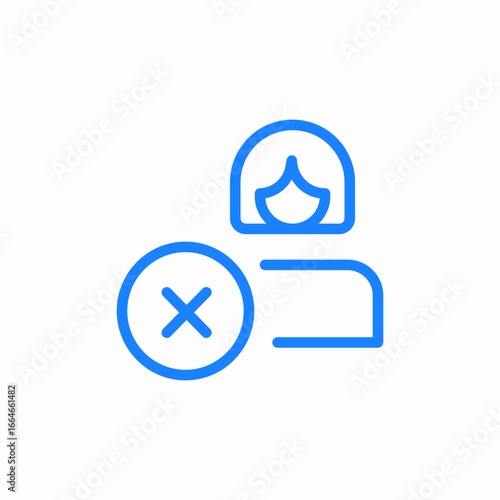 woman denied cancelled blue icon sign vector