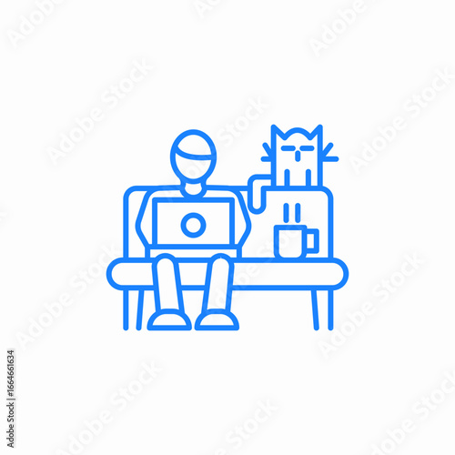 working remote home cat icon sign vector
