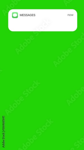 New Message Notification Pop-Up Animation on Green Screen, Modern Chat Alert UI Motion Design Template	
