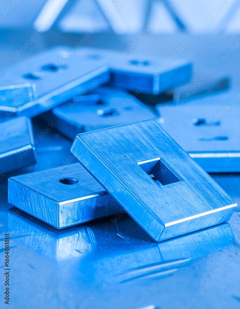Fototapeta premium Blue metal plates stacked