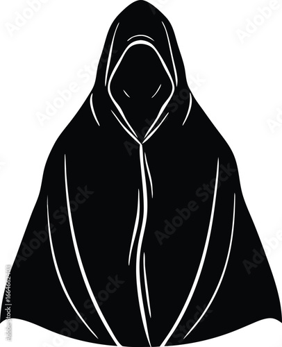 Mysterious black hooded cloak representing anonymity and the unknown identity hidden within