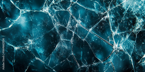 Cracked Blue Green Surface Resembling Ice or Glass – Abstract Textured Background with Sharp Fractures