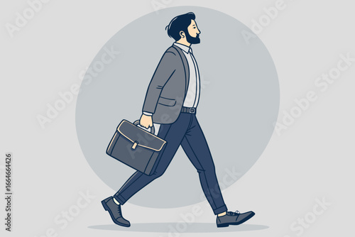 Cartoon vector illustration of a man holding a brown bag.
