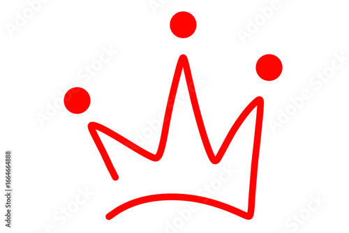 Red crown icon. Hand drawn doodle style king queen crown, majestic tiara. Royal crown icon symbol coronation tiara sign. Crown logo isolated on transparent png