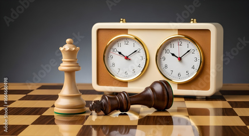Chessboard Showdown: Fallen King, Victorious Queen, Classic Style