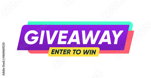 Giveaway Enter to Win Announcement Banner label vector design