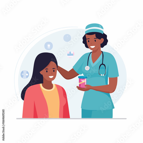 Compassionate Nurse Providing Medical Sample Container to Patient
