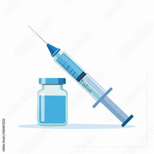 Vaccine Vial and Syringe Ready for Injection