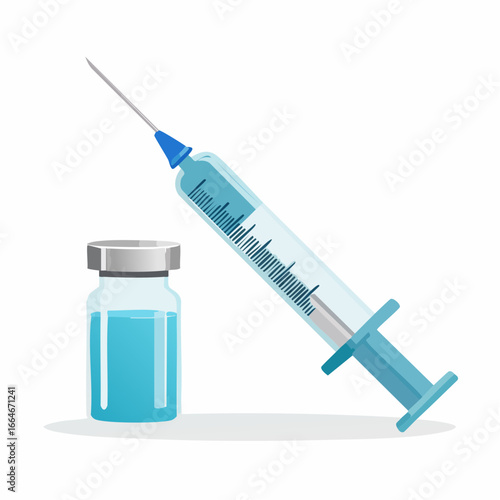Medical Syringe and Vial Ready for Vaccination