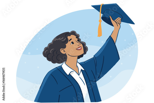 Cartoon vector illustration of a woman holding an 8.