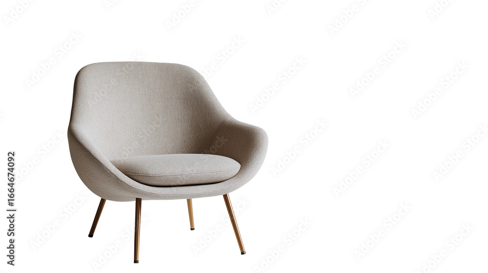 modern chair with neutral fabric, isolated on white background, minimalist pinterest style modern chair with neutral fabric, isolated on white background, minimalist pinterest style